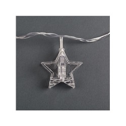 Гирлянда «Нить» 4.5 м с насадками «Прищепки-звёзды», IP20, прозрачная нить, 20 LED, свечение мульти (RG/RB), мигание, 220 В