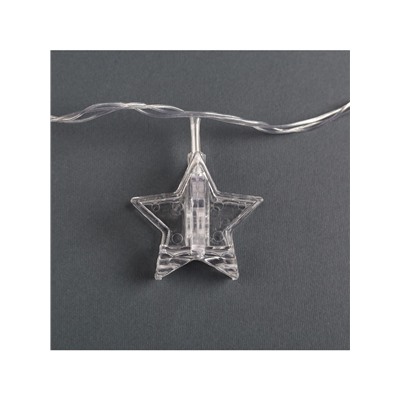 Гирлянда «Нить» 4.5 м с насадками «Прищепки-звёзды», IP20, прозрачная нить, 20 LED, свечение мульти (RG/RB), мигание, 220 В