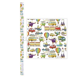 Упаковочная бумага, Цветной транспорт, для сувенирной продукции в листах размером 100*70 см