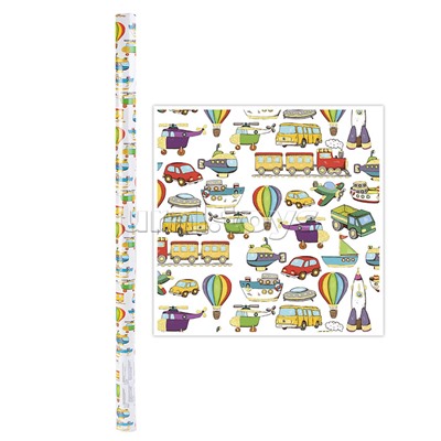 Упаковочная бумага, Цветной транспорт, для сувенирной продукции в листах размером 100*70 см