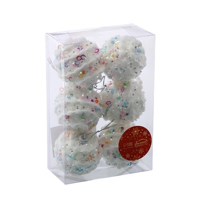 Ёлочные игрушки «Акли», шары новогодние, d=6 см, 6 шт., белый