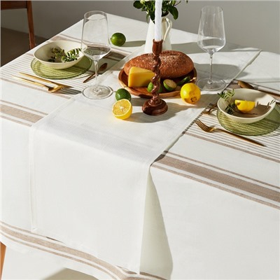 Дорожка на стол Этель Cloudy 40×146 см, лён 100%, плотность 210 г/м², белая