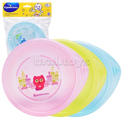 Тарелочка детская для первых блюд на присоске, ассорти,