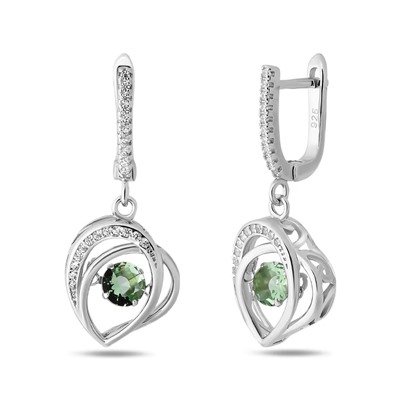 Серьги, празиолит кварц, BY-3172