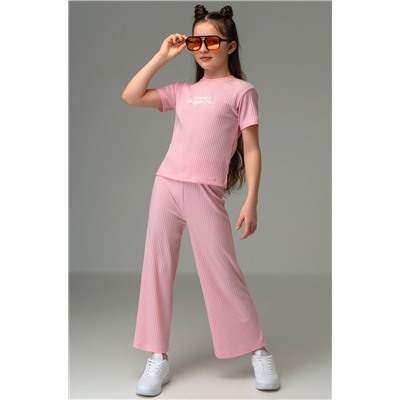 Летний костюм для девочки в рубчик-лапша Happyfox