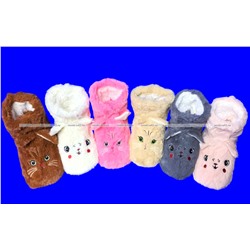 2 ПАРЫ - Подарочный набор носки-САПОЖКИ женские с мехом Мордочки ВЫСОКИЕ