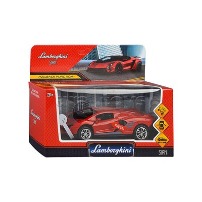 Модель металл lamborghini Sian 14.9см., 1:32 ( свет-звук, двери, багаж.) инерц., в коробке