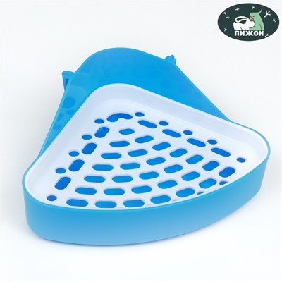 Туалет для кроликов и хорьков, 24×18×11 см, угловой, пластик, синий