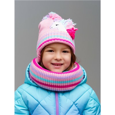 Комплект трикотажный для девочек: шапка, снуд