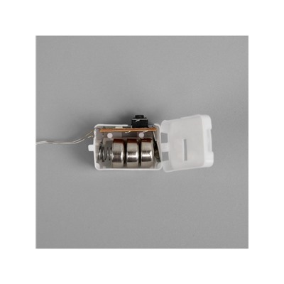 Гирлянда «Нить» 1 м роса, IP20, серебристая нить, 10 LED, 3 режима, батарейка AG13×3 (в комплекте), свечение тёплое белое