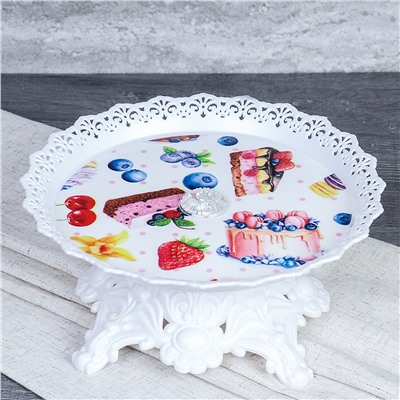 Ваза для фруктов на ножке 20 см h=9 см / GT-34183-491 /уп 60/