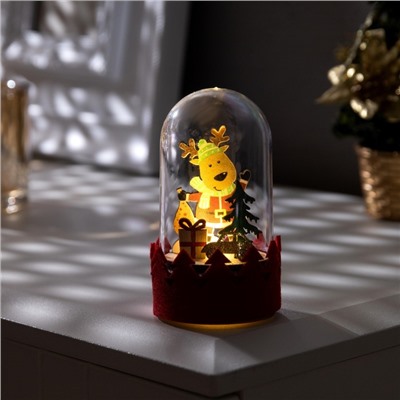 Светодиодная фигура под куполом «Оленёнок» 6×9.5×6 см, дерево, батарейки LR1130×3 (в комплекте), свечение тёплое белое