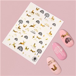 Наклейки для ногтей «Зимний лес», фольгированные, разноцветные