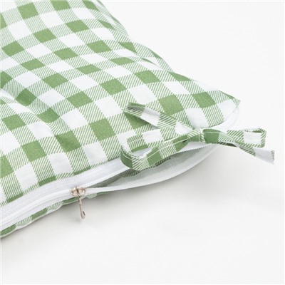 Подушка на стул Этель «Клетка» 40×40 см, зелёная