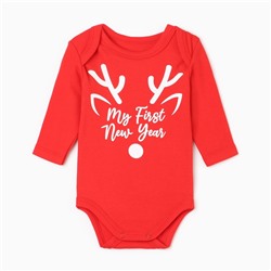 Боди с длинным рукавом «Крошка Я» Reindeer, рост 68-74, красное