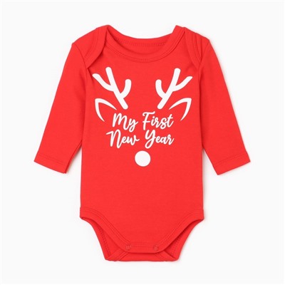 Боди с длинным рукавом «Крошка Я» Reindeer, рост 68-74, красное