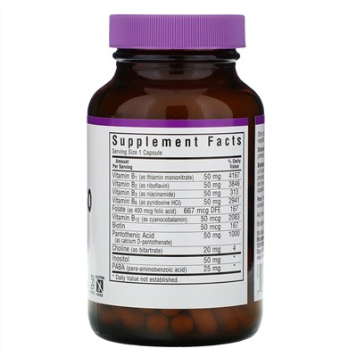 Bluebonnet Nutrition, B-Complex 50, витамины группы B, 100 вегетарианских капсул