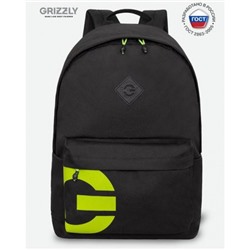 Рюкзак молодежный RQL-317-3/2 черный - салатовый 30х44х15 см GRIZZLY