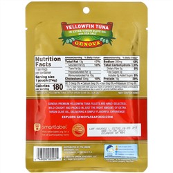 Genova, Yellowfin Tuna In Extra Virgin Oilve Oil with Sea Salt, 2.6 oz (74 g)