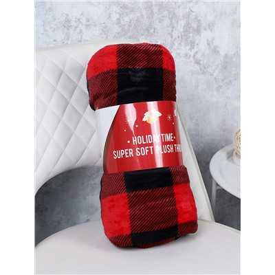 Плед флисовый 150х200 см Красный в клетку / GP611-3 /уп 20/100/ 696141 новогодний