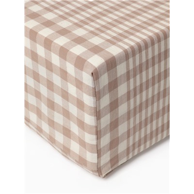 Простыня на резинке 1.5-спальная «Этель» Beige cage, 140×200+30 см, жатый хлопок