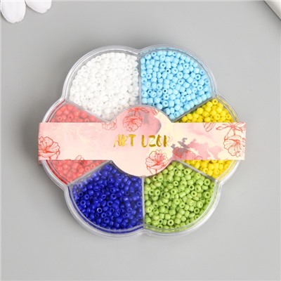 Бисер стекло 12/0 в цветке «Краски» цветной глянец 7 цветов × 8 г 8.2×8.2×2 см