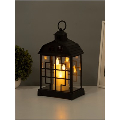 Светодиодная свеча в подсвечнике RISALUX «Дом со свечами», LED-ночник, 1.5 Вт, 3×ААА, 11×18×30 см