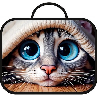 Папка школьника А4 с ручками 33,5х26х6 см ПШ-11 "ГОЛУБОГЛАЗЫЙ КОТ 2026" ткань Пчелка