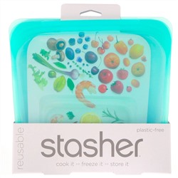 Stasher, Aqua, многоразовый силиконовый контейнер для еды, удобный размер для бутербродов, средний, 450 мл (15 жидк. унций)
