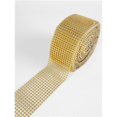 Лента с имитацией выпуклых страз, 5.75 см, 9±1 м, цвет золотой