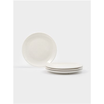 Тарелки обеденные Доляна White Label, набор 4 шт., d=22.5 см, фарфор, белые