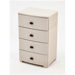 УЦЕНКА Комод 4-х секционный 55.5×44.5×87.5 см «Плетенка», цвет слоновая кость