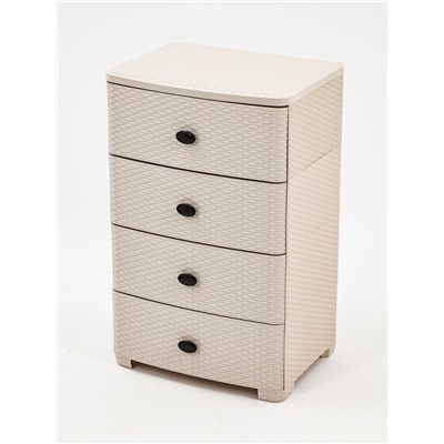 УЦЕНКА Комод 4-х секционный 55.5×44.5×87.5 см «Плетенка», цвет слоновая кость