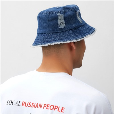 Панама унисекс MINAKU джинсовая, синяя, размер 56-58