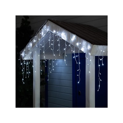 Гирлянда «Бахрома» 3×0.6 м, IP44, УМС, белая нить, 160 LED, свечение белое, мерцание белым, 220 В