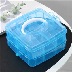 Органайзер для хранения, пластик, 2 яруса, 12 ячеек, 16×15×9 см, голубой