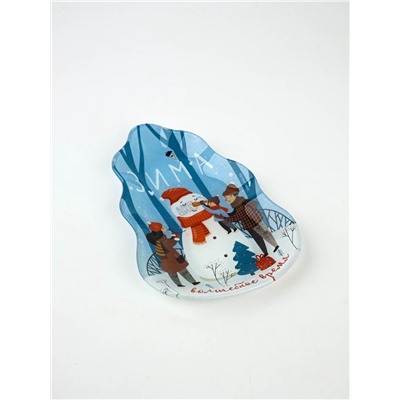 Тарелка новогодняя плоская «Зима», 13.4×20.5 см