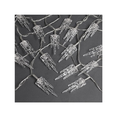 Гирлянда «Нить» 5 м с насадками «Льдинка», IP20, прозрачная нить, 20 LED, свечение мульти (RG/RB), мигание, 220 В