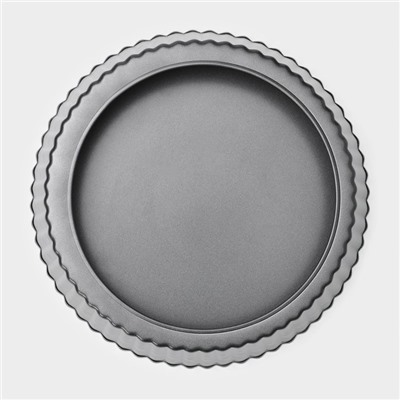 Форма для выпечки Доляна «Жаклин. Рифлёный круг», 24×5 см, разъёмная, антипригарное покрытие, чёрная