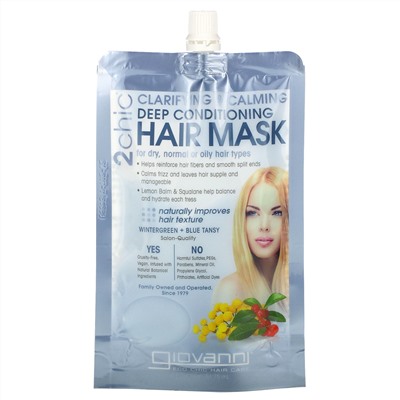 Giovanni, 2chic, Clarifying & Calming, Deep Conditioning Hair Mask, 1 Packet, 1.75 fl oz (51.75 ml)