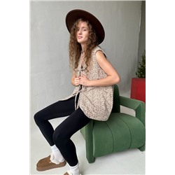 Жилет стеганый  HOME109/02/Бежевый, коричневый