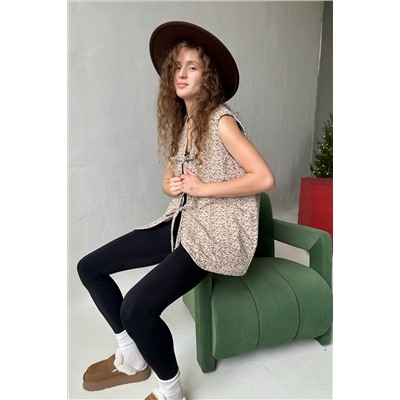 Жилет стеганый  HOME109/02/Бежевый, коричневый