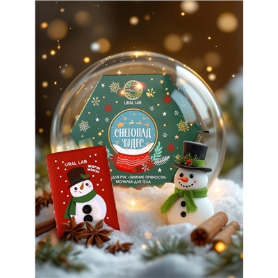 Новогодний подарочный набор косметики «Снегопад чудес»: мыло для рук кусковое 100 г и мочалка для тела, URAL LAB
