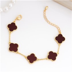 Комплект ювелирной бижутерии Итальянское золото (покрытие желтое 14к), серьги, колье, браслет на руку и кольцо 19 р, вставка: пластик, цвет: бордовый, арт.313.323-19