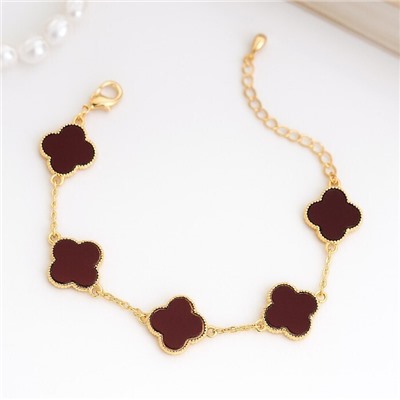 Комплект ювелирной бижутерии Итальянское золото (покрытие желтое 14к), серьги, колье, браслет на руку и кольцо 18 р, вставка: пластик, цвет: бордовый, арт.313.323-18