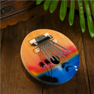 Сувенирный музыкальный инструмент «Калимба курорт», круглая, 7×14×14 см, МИКС