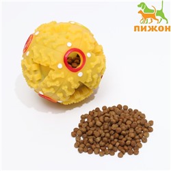 Квакающий мяч для собак большой, жёсткий, 9.5 см, жёлтый
