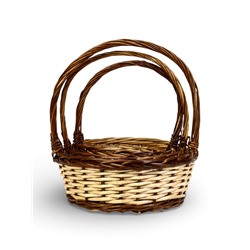 Корзина плетёная для хранения Avana, с ручкой, бежево-коричневая, набор 3 шт.