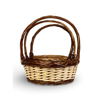 Корзина плетёная для хранения Avana, с ручкой, бежево-коричневая, набор 3 шт.