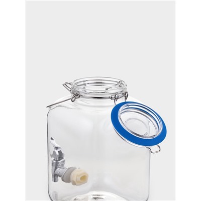 Диспенсер для напитков Magistro «Бугель», 3 л, 11.5×17 см, с краном и бугельным замком, стекло, прозрачный